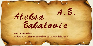 Aleksa Bakalović vizit kartica